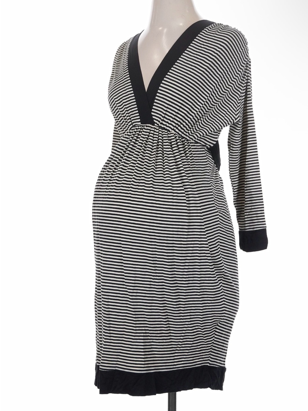 Olian Black & White Striped V-Neck Maternity Dress size xs